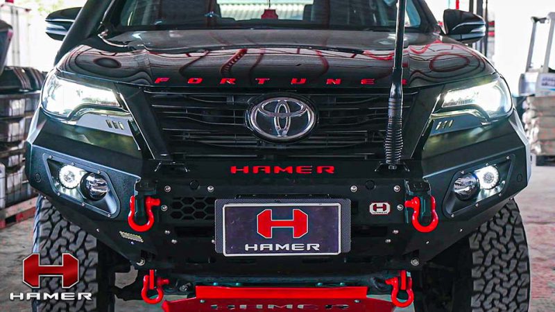 รถที่ใช้กันชนหน้ารุ่น KING-SERIES ของ HAMER สำหรับ TOYOTA FORTUNER 2015-2019